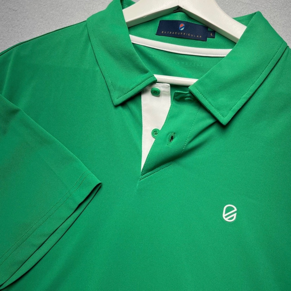 Extracurricular Mens Performance Golf Polo Shirt Green Short Sleeve Size L‎